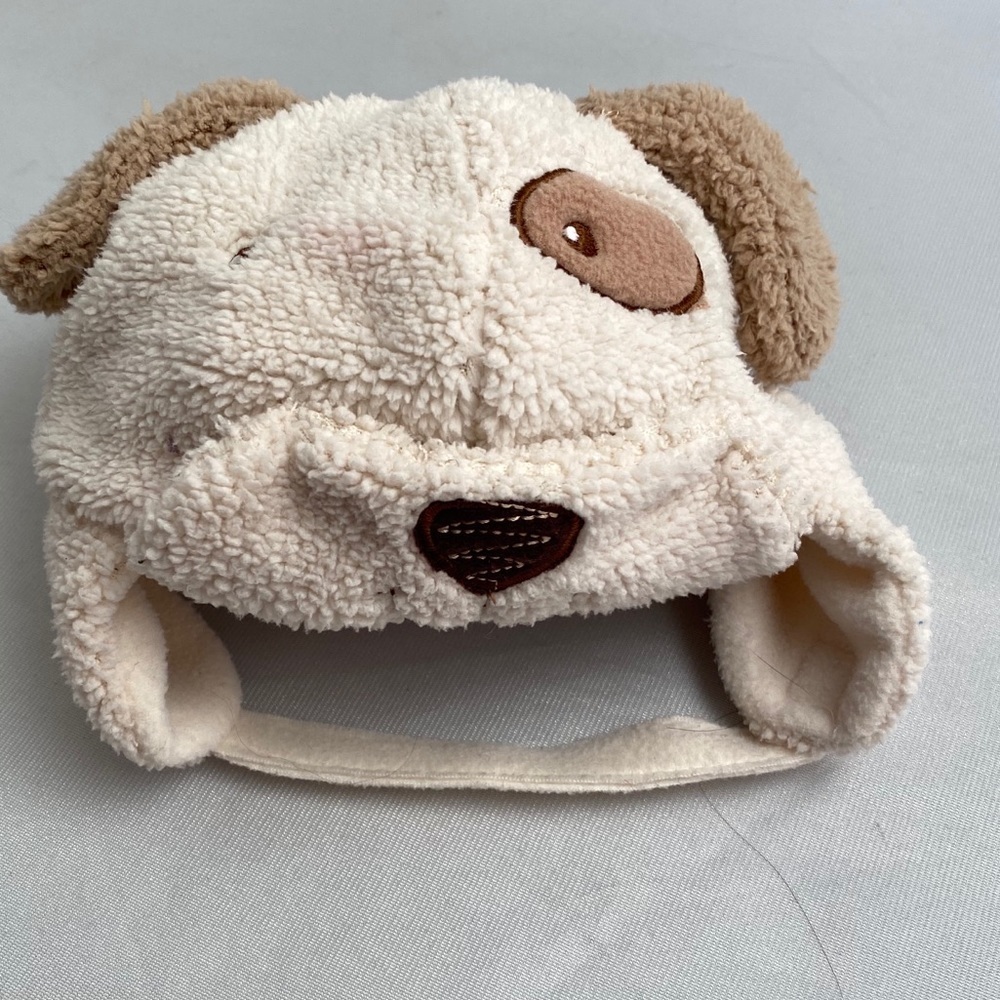 Cream tan fleece toddler dog hat